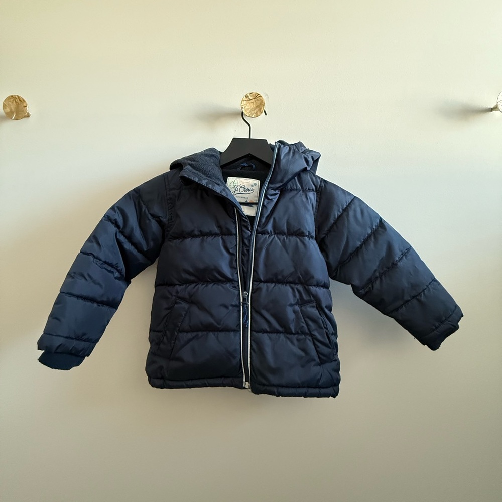 J.crew Boys Navy Blue Puffer Jacket with Hood